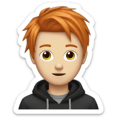 emo boy choppy ginger hair side bangs sticker