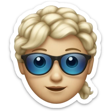 4 year old white girl with blue sun glasses sticker