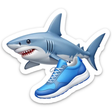 Az a un tiburón con unas zapatillas azules  sticker
