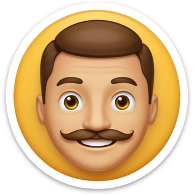 Happy yellow circular face of a posh male with a mustache sticker