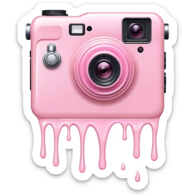 Light pink liquid dripping over a camera sticker