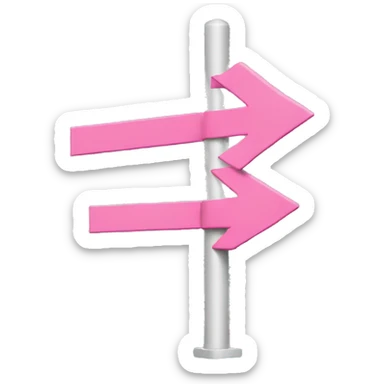 A pink directional sign  sticker