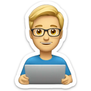 A 44-year old white male elearning developer sitting with sitting in sticker