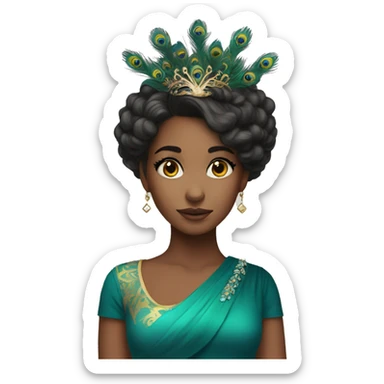 a beautiful girl with peacock crown sticker