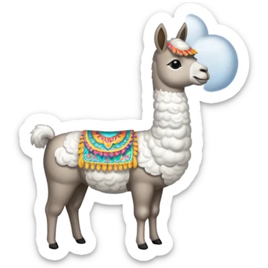 cloud patterned lama sticker