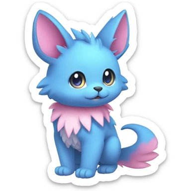 Cute cool blue pink animal hybrid Fakemon full body sticker