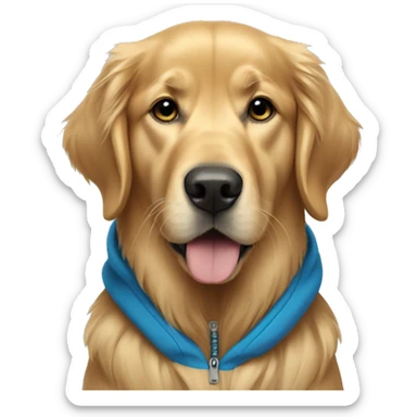 Golden retriever wearing a blue hoodie  sticker