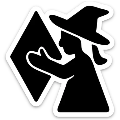 witch with brown hair and glasses hugging a Plumbob, flat color icon style, bold lines, minimal details sticker