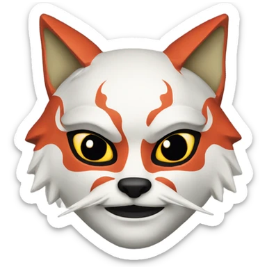 Man wearking kitsune japanese mask sticker