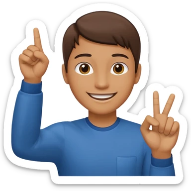 Draw a picture of a person pointing to themselves with their other hand raised. sticker