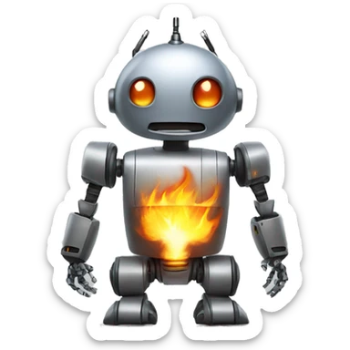 Robot electricity and fire sticker