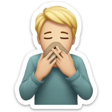 Emoji holding his breath with his two hands covering his mouth, meanwhile having hearts around its face sticker