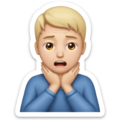 Create an emoji choking with hands on neck sticker