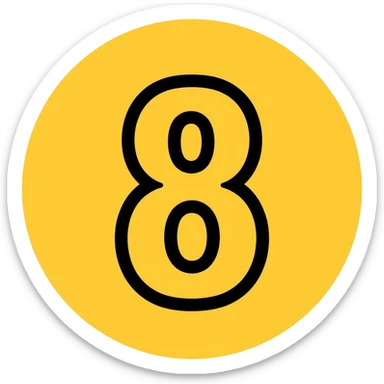 Number 8 on a yellow volumetric background sticker