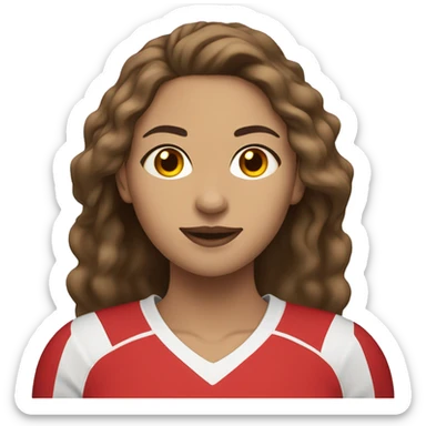 Brown haired light skinned Woman with red #12 jersey holding a volleyball ball in her hands sticker