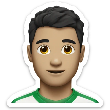 A soccer player with a green shirt with white skin color with black hair and a number 10 in his green shirt  sticker