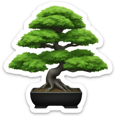Bonsai tree in a black rectangular vase sticker