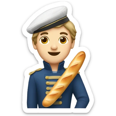 A French man with a baguette and marinière sticker