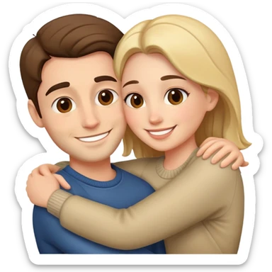 couple hug with warm smiles sticker