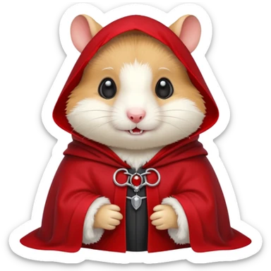 { "type": "object", "look": "hamster in red collar cloak", "description": "a vampire hamster wearing a red collar cloak" } sticker