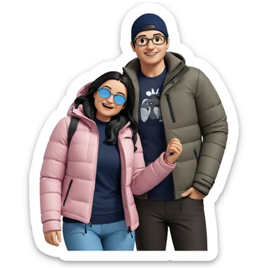 winter adventure couple outdoors sticker
