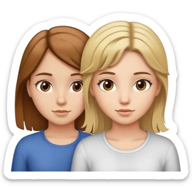 Two girls one hast Brown hair the other blond sticker
