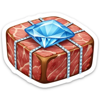 Meat with diamond textur and blue color sticker