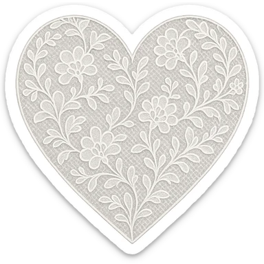 digital illustration of a heart with a delicate lace overlay, no background sticker