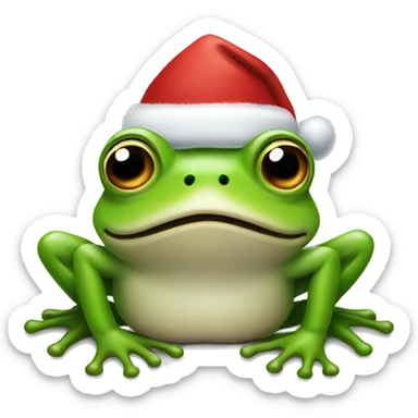 Frog with a Santa hat  sticker