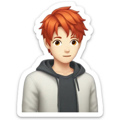 anime boy with red  hair sticker