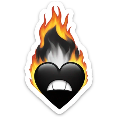 Black heart on fire sticker