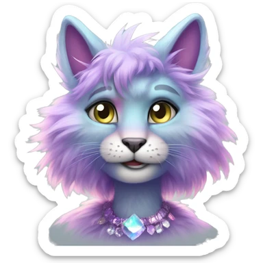 Furry, sparkle, iridescent, colorful, pastel, edgy, cool, fantasy beautiful, divine, animal, anthro, full body, fursona, feline sticker