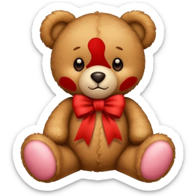 teddy bear with red ribbon sticker
