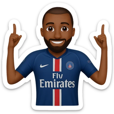 Add a beard to Matuidi while keeping the PSG jersey, in emoji style. Remove the background. sticker