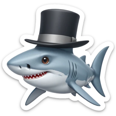 Shark with a top hat sticker