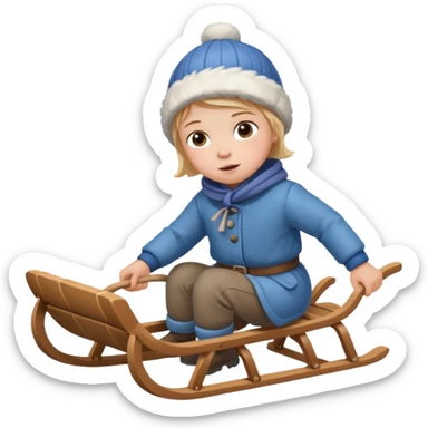 child pulling sled sticker