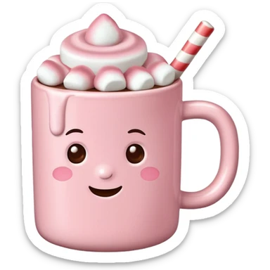 Light Pink mug of hot chocolate with marshmallows  sticker