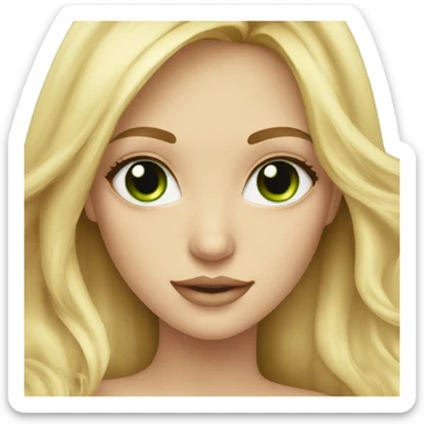 blonde girls with long hair ombré blond, green eyes,  sticker