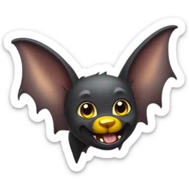playful bat with yellow eyes wings k9 fangs sticker
