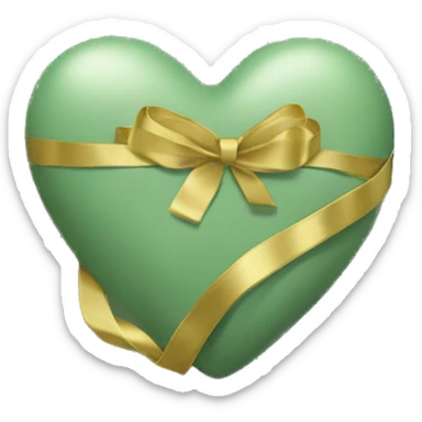 Sage green heart with gold ribbon  sticker