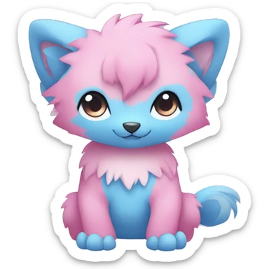 Cute cool blue pink animal hybrid Fakemon full body sticker