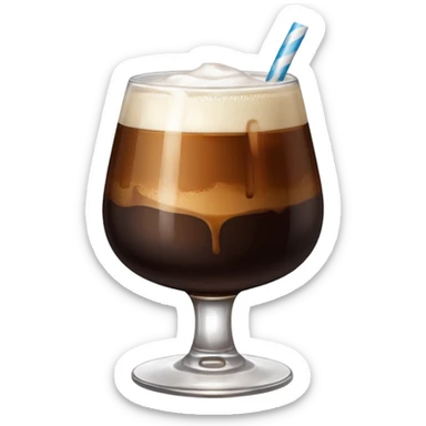 glass of fernet with coca, Argentine style, less ice, lots of fernet foam, glass cup sticker