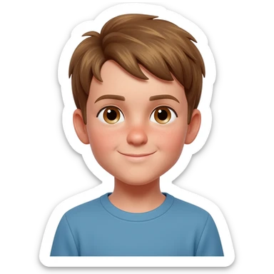 A boy. With the hair in brown and blonde sticker