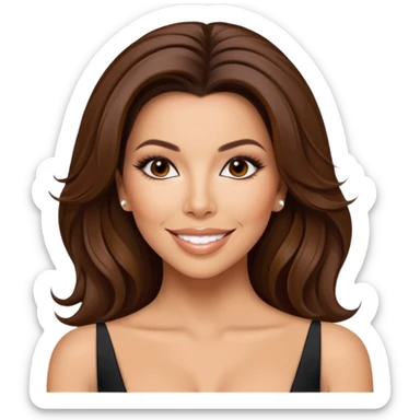 Eva Longoria inspired emoji, glamorous makeup, confident smile, L'Oréal style, elegant hair, beauty icon sticker