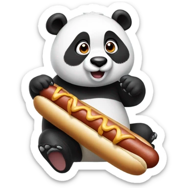 Panda eating hotdogs  sticker