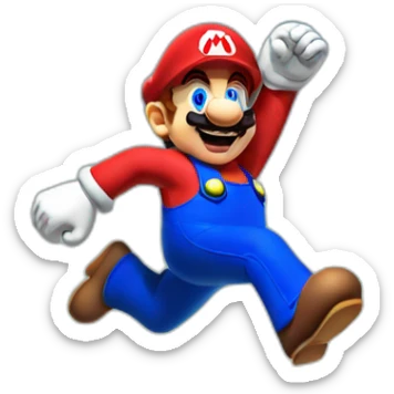 Mario Bros jumping to the finish line sticker