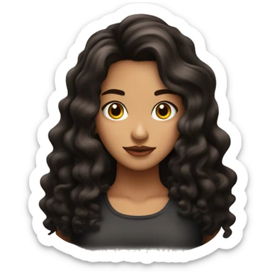 Chica morena clara con cabello rizado color negro con destellos marrones durmiendo  sticker