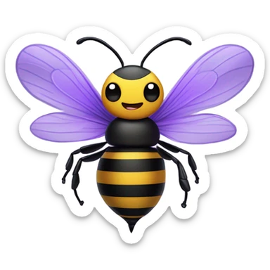 cartoon purple bee sticker