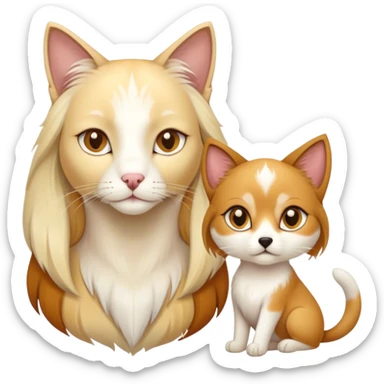 two cats(one is white, one is triple color) with a dog(golden sable color saluki) sticker