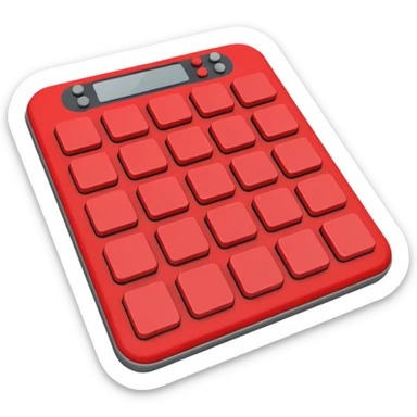 Create a clean, simple emoji of a digital percussion octapad. Flat design, rounded shapes, red and gray colors, minimal details, white background. sticker
